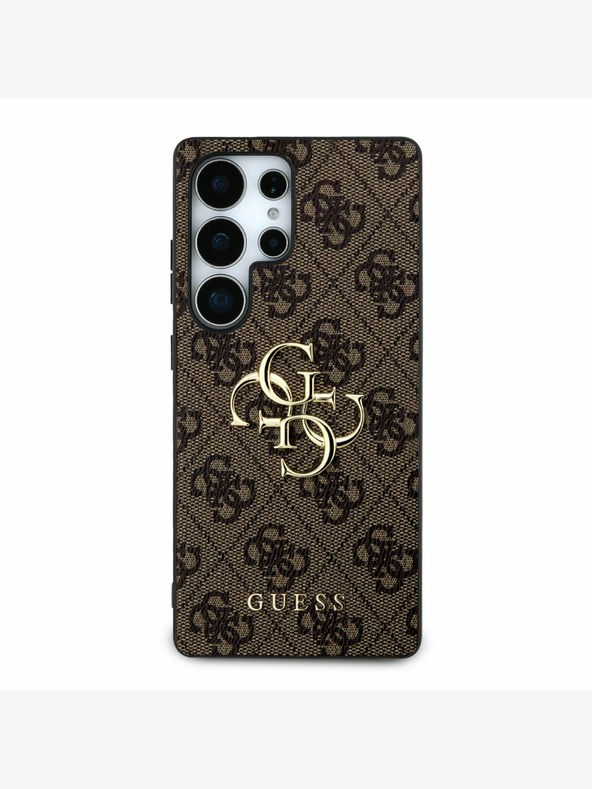 Guess PU 4G Metal Logo Zadní Kryt pro Samsung Galaxy S25 Ultra Brown Κάλυμμα τηλεφώνου