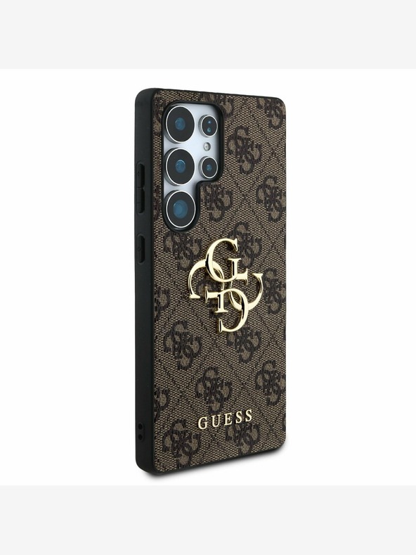 Guess PU 4G Metal Logo Zadní Kryt pro Samsung Galaxy S25 Ultra Brown Κάλυμμα τηλεφώνου