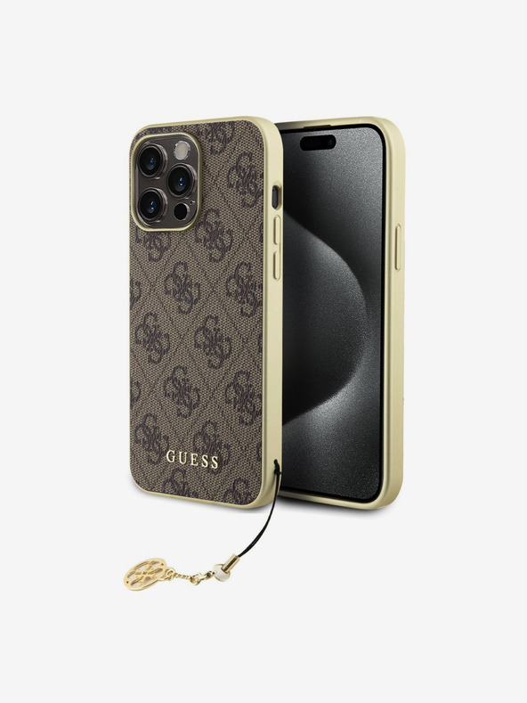 Guess Guess 4G Γούρι πίσω κάλυμμα για iPhone 15 Pro Max Καφέ
