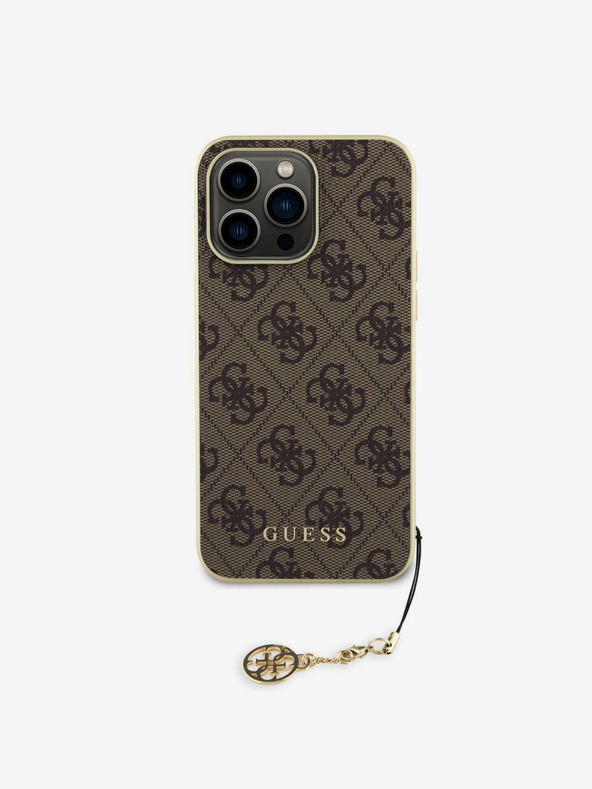 Guess Guess 4G Γούρι πίσω κάλυμμα για iPhone 15 Pro Max Καφέ