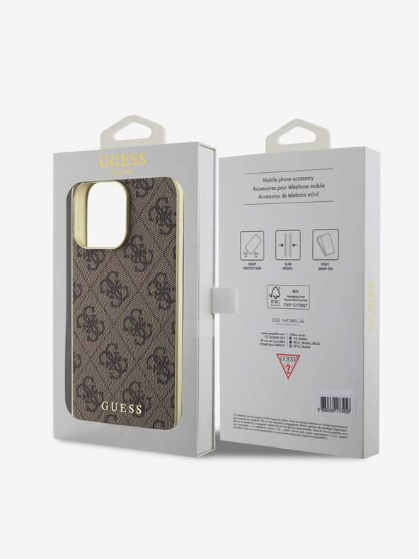 Guess Guess 4G Γούρι πίσω κάλυμμα για iPhone 15 Pro Max Καφέ