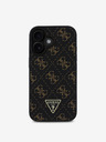 Guess Guess PU Leather 4G Triangle Metal Logo Back Cover για iPhone 16 Μαύρο