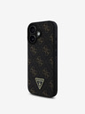 Guess Guess PU Leather 4G Triangle Metal Logo Back Cover για iPhone 16 Μαύρο