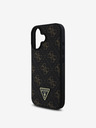 Guess Guess PU Leather 4G Triangle Metal Logo Back Cover για iPhone 16 Μαύρο