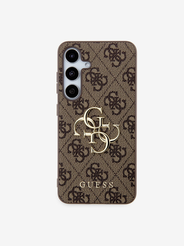 Guess Guess PU 4G μεταλλικό λογότυπο 4G πίσω κάλυμμα για Samsung Galaxy S24 καφέ