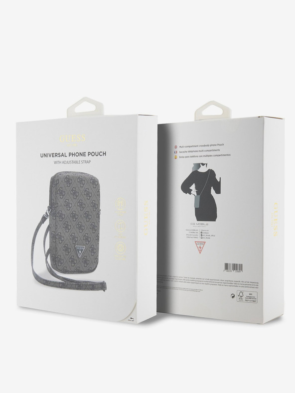 Guess Guess PU 4G τριγωνική τσάντα τηλεφώνου με λογότυπο με φερμουάρ καφέ