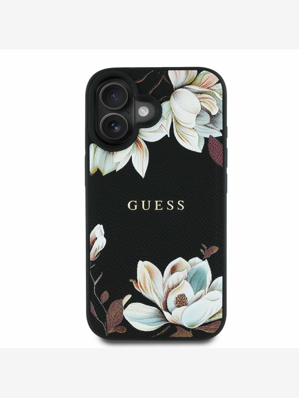 Guess Guess PU σαγρέ Magnolia MagSafe Back Cover για iPhone 16 Μαύρο