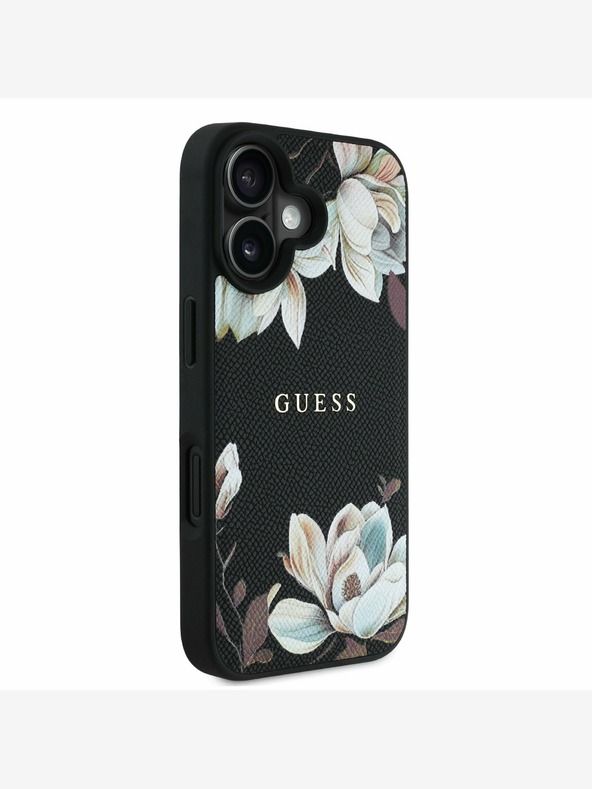 Guess Guess PU σαγρέ Magnolia MagSafe Back Cover για iPhone 16 Μαύρο