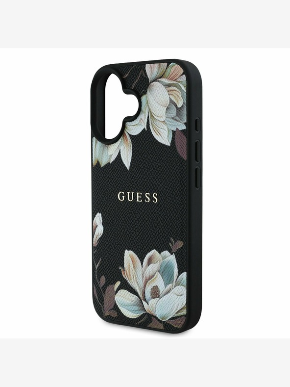 Guess Guess PU σαγρέ Magnolia MagSafe Back Cover για iPhone 16 Μαύρο