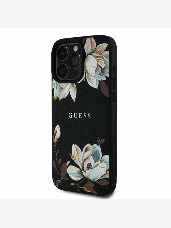 Guess Guess PU Grained Magnolia MagSafe Back Cover για iPhone 16 Pro Μαύρο