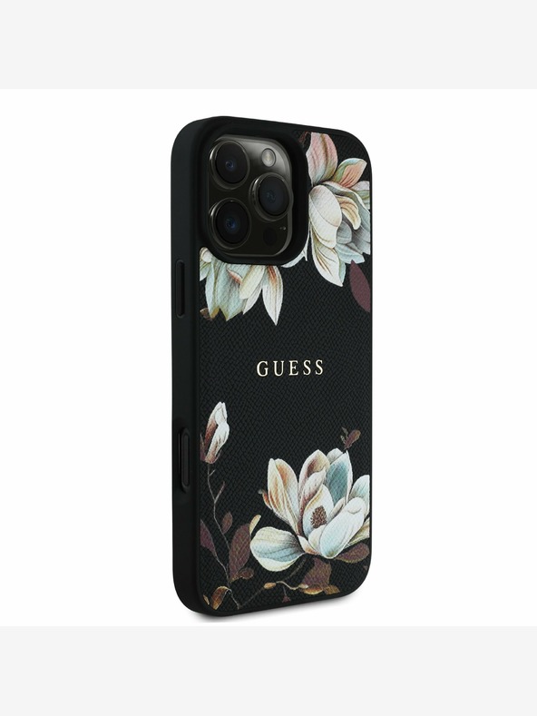 Guess Guess PU Grained Magnolia MagSafe Back Cover για iPhone 16 Pro Μαύρο