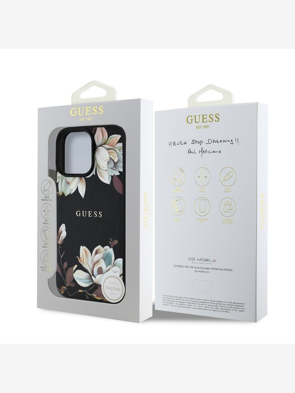 Guess Guess PU Grained Magnolia MagSafe Back Cover για iPhone 16 Pro Μαύρο