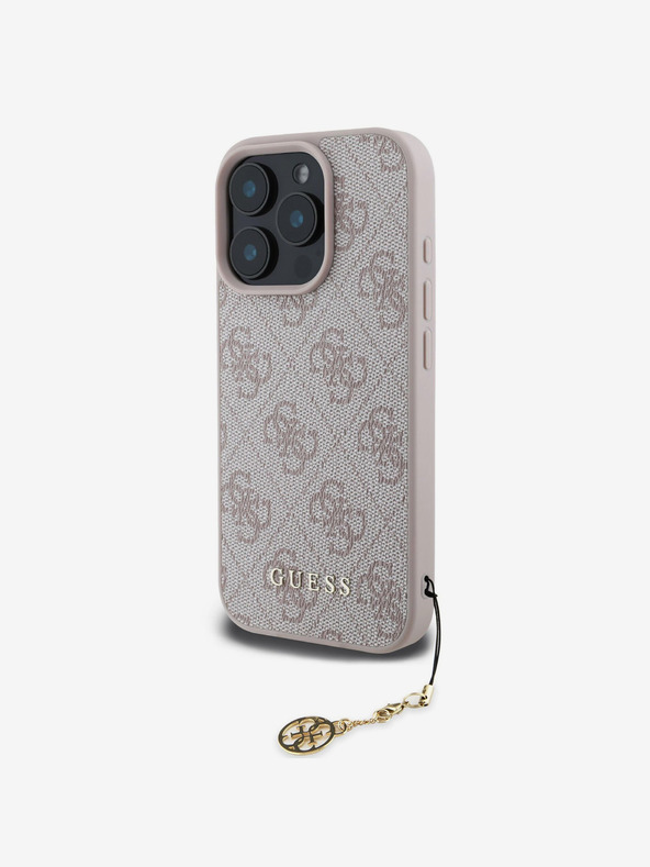 Guess Guess 4G Charm πίσω κάλυμμα για iPhone 16 Pro τόνος σε τόνο ροζ