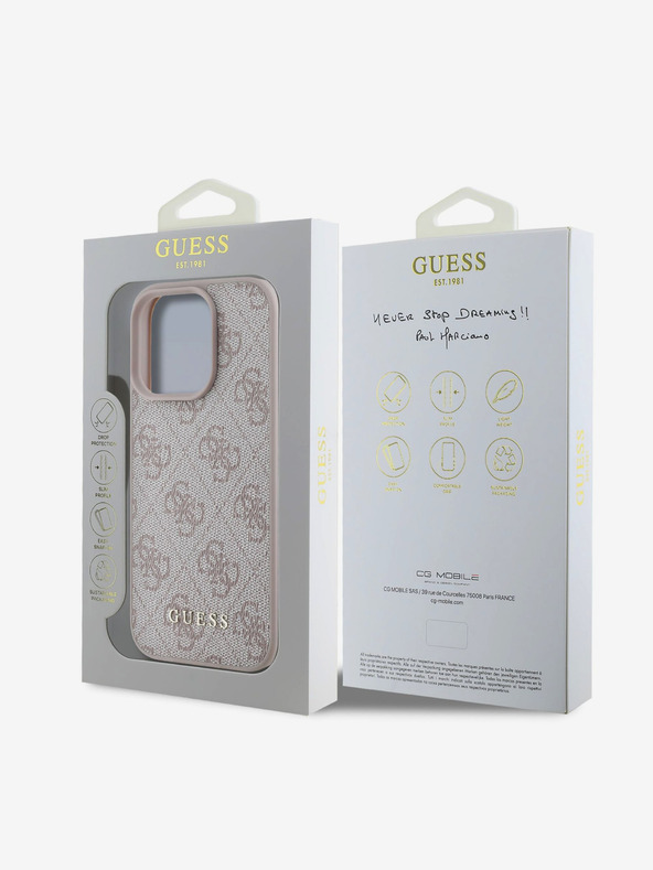 Guess Guess 4G Charm πίσω κάλυμμα για iPhone 16 Pro τόνος σε τόνο ροζ