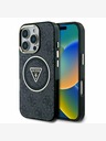 Guess Guess IML 4G Glitter και τριγωνικό λογότυπο MagSafe Back Cover για iPhone 16 Pro Μαύρο