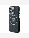 Guess Guess IML 4G Glitter και τριγωνικό λογότυπο MagSafe Back Cover για iPhone 16 Pro Μαύρο