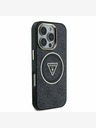 Guess Guess IML 4G Glitter και τριγωνικό λογότυπο MagSafe Back Cover για iPhone 16 Pro Μαύρο