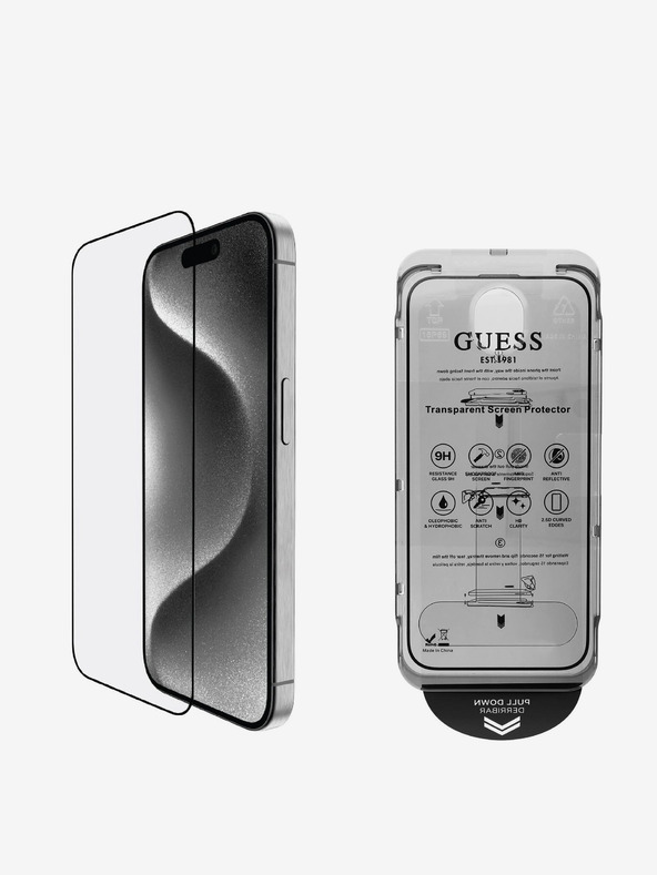 Guess Guess Μετριασμένο γυαλί 2.5D για iPhone 16 Μαύρο