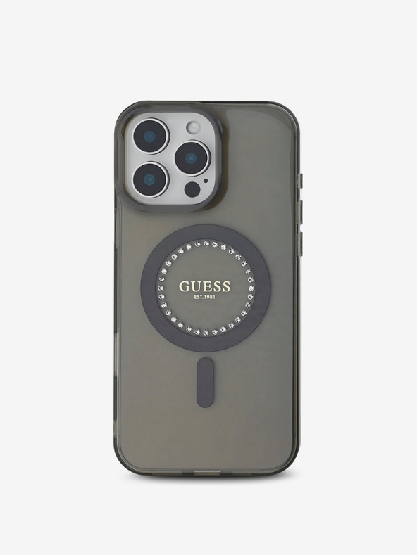 Guess Guess IML Rhinestones Ring MagSafe Back Cover για iPhone 16 Pro Max Μαύρο