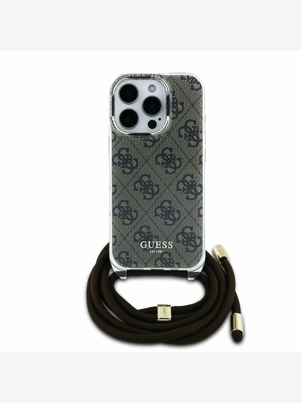 Guess Guess IML 4G Printed Crossbody Strap Back Cover για iPhone 16 Pro Brown (Packaging Damaged)