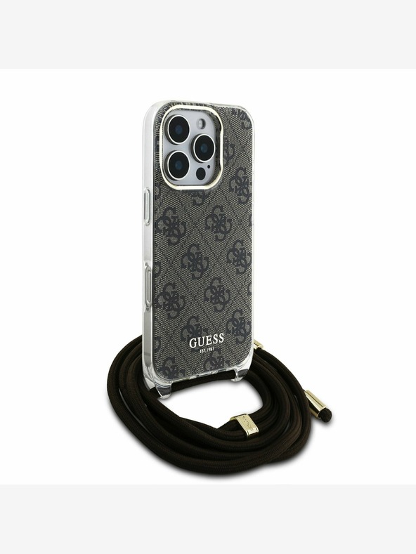 Guess Guess IML 4G Printed Crossbody Strap Back Cover για iPhone 16 Pro Brown (Packaging Damaged)