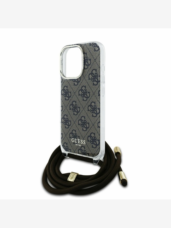 Guess Guess IML 4G Printed Crossbody Strap Back Cover για iPhone 16 Pro Brown (Packaging Damaged)