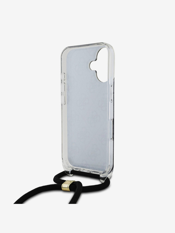 Guess Guess IML 4G Τυπωμένο κάλυμμα πλάτης με λουράκι σταυρού για iPhone 16 Μαύρο