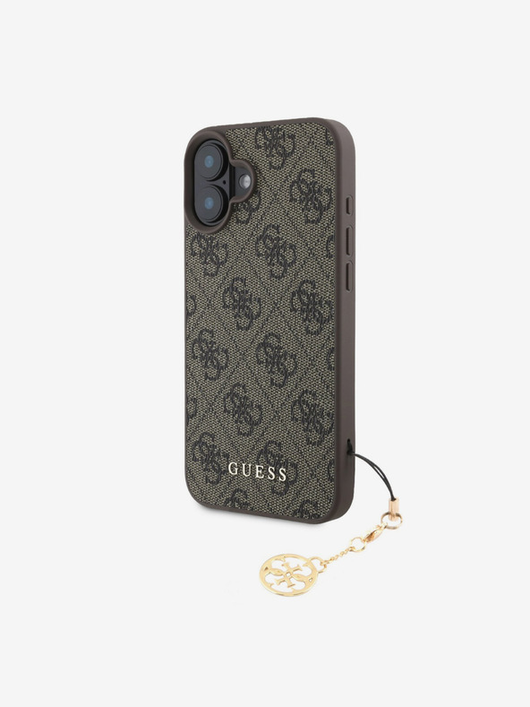 Guess Guess 4G Charm πίσω κάλυμμα για iPhone 16 τόνος σε τόνο καφέ