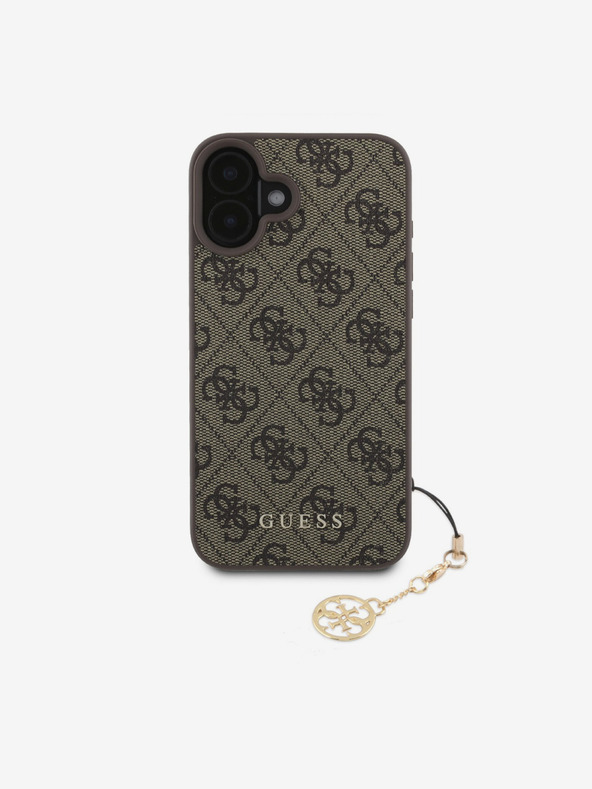 Guess Guess 4G Charm πίσω κάλυμμα για iPhone 16 τόνος σε τόνο καφέ