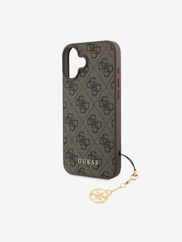 Guess Guess 4G Charm πίσω κάλυμμα για iPhone 16 τόνος σε τόνο καφέ