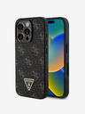 Guess Guess PU Leather 4G Triangle Metal Logo Back Cover για iPhone 16 Pro Μαύρο