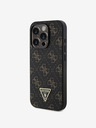 Guess Guess PU Leather 4G Triangle Metal Logo Back Cover για iPhone 16 Pro Μαύρο