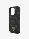 Guess Guess PU Leather 4G Triangle Metal Logo Back Cover για iPhone 16 Pro Μαύρο