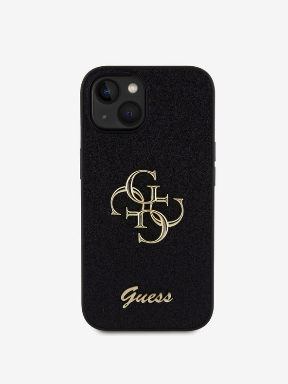 Guess Guess PU Fixed Glitter 4G Metal Logo Back Cover για iPhone 13 Μαύρο