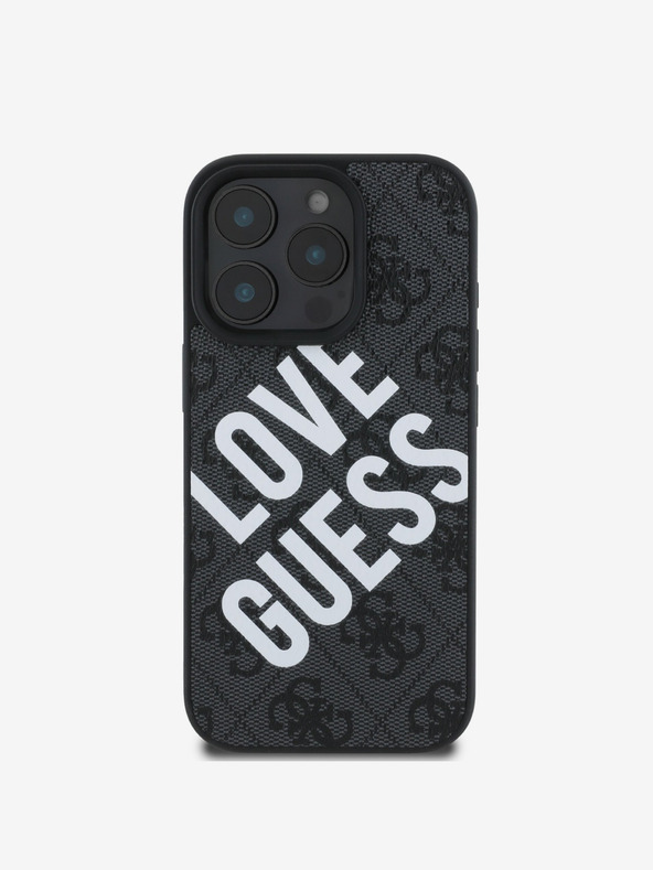 Guess Guess PU Leather 4G Big Love Logo MagSafe Back Cover για iPhone 16 Pro Μαύρο