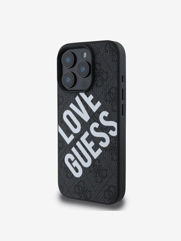 Guess Guess PU Leather 4G Big Love Logo MagSafe Back Cover για iPhone 16 Pro Μαύρο