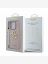 Guess Guess PU κοκκώδες 4G μεταλλικό κάλυμμα με λογότυπο στην πλάτη για iPhone 15 Pro Ροζ