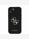 Guess Guess PU Grained 4G μεταλλικό λογότυπο κάλυμμα πλάτης για iPhone 15 μαύρο