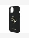 Guess Guess PU Grained 4G μεταλλικό λογότυπο κάλυμμα πλάτης για iPhone 15 μαύρο