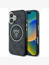 Guess Guess IML 4G Glitter και τριγωνικό λογότυπο MagSafe Back Cover για iPhone 16 Μαύρο