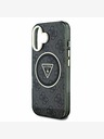 Guess Guess IML 4G Glitter και τριγωνικό λογότυπο MagSafe Back Cover για iPhone 16 Μαύρο