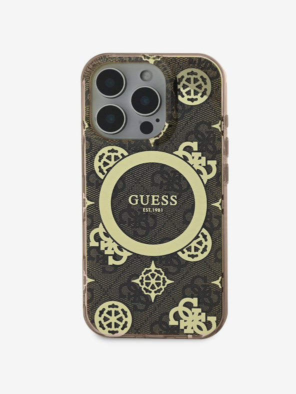 Guess Guess IML 4G Peony MagSafe πίσω κάλυμμα για iPhone 16 Pro Brown