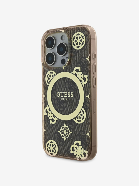 Guess Guess IML 4G Peony MagSafe πίσω κάλυμμα για iPhone 16 Pro Brown