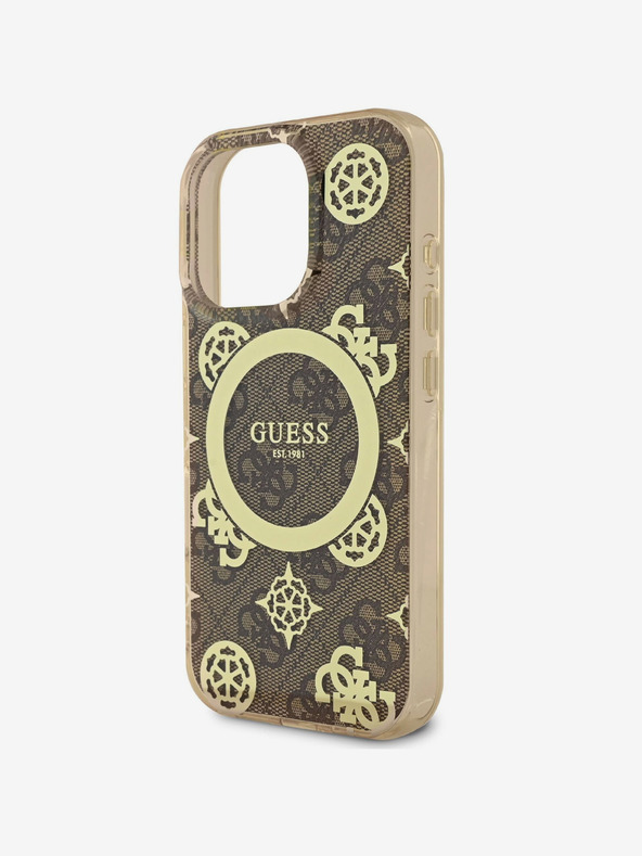 Guess Guess IML 4G Peony MagSafe πίσω κάλυμμα για iPhone 16 Pro Brown