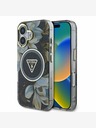 Guess Guess IML Glitter Magnolia and Triangle Logo MagSafe Back Cover για iPhone 16 Μαύρο
