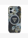 Guess Guess IML Glitter Magnolia and Triangle Logo MagSafe Back Cover για iPhone 16 Μαύρο