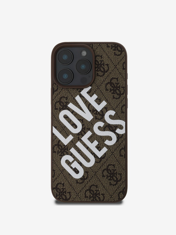 Guess Guess PU Leather 4G Big Love Logo MagSafe πίσω κάλυμμα για iPhone 16 Pro καφέ