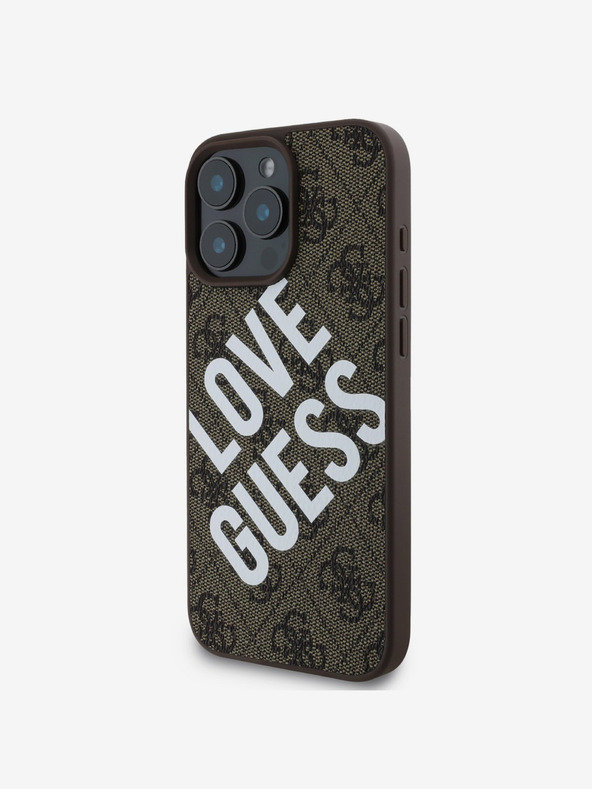 Guess Guess PU Leather 4G Big Love Logo MagSafe πίσω κάλυμμα για iPhone 16 Pro καφέ