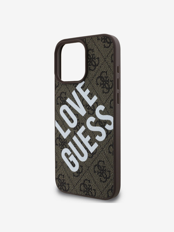 Guess Guess PU Leather 4G Big Love Logo MagSafe πίσω κάλυμμα για iPhone 16 Pro καφέ
