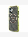 Guess Guess IML 4G Glitter και τριγωνικό λογότυπο MagSafe Back Cover για iPhone 16 Καφέ